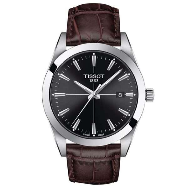 TISSOT Men’s Swiss Made Quartz Brown Leather Strap Black Dial 40mm Watch T127.410.16.051.01 UAE DUBAI AJMAN SHARJAH ABU DHABI RAS AL KHAIMA UMM UL QUWAIN ALAIN FUJAIRAH