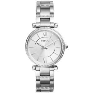 Fossil Women’s Quartz Silver Stainless Steel Silver Dial 35mm Watch ES4341