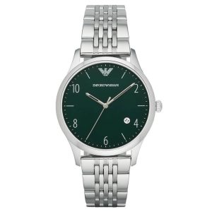 Emporio Armani Men’s Quartz Silver Stainless Steel Green Dial 41mm Watch AR1943