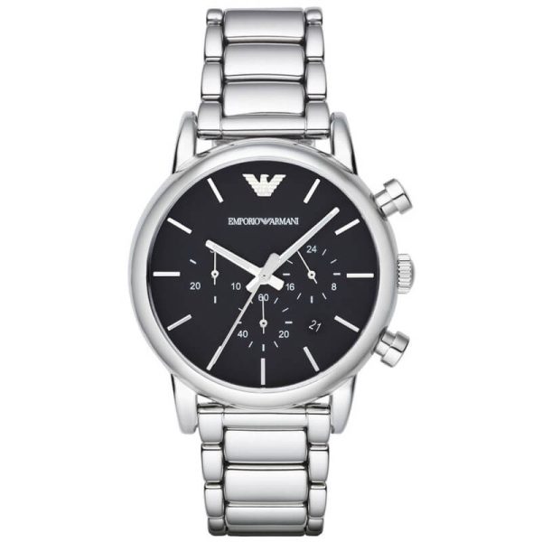 Emporio Armani Men’s Quartz Silver Stainless Steel Black Dial 41mm Watch AR1853