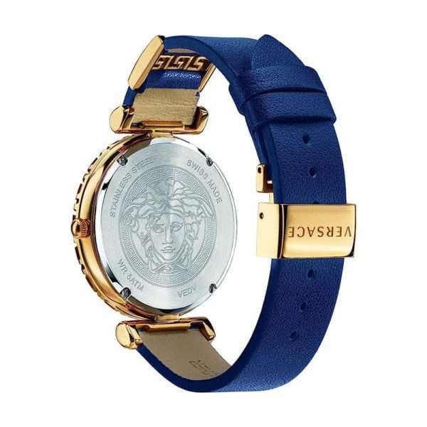 Versace Women’s Quartz Swiss Made Blue Leather Strap Blue Dial 37mm Watch VEDV00219 UAE DUBAI AJMAN SHARJAH ABU DHABI RAS AL KHAIMA UMM UL QUWAIN ALAIN FUJAIRAH