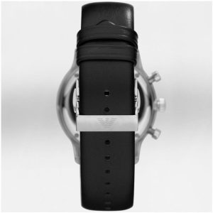 Emporio Armani Men’s Quartz Black Leather Strap Black Dial 43mm Watch AR0397