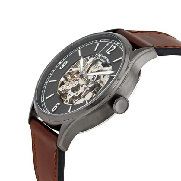 Fossil Men’s Automatic Brown Leather Strap Grey Skeleton Dial 42mm Watch ME3178