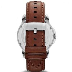 Fossil Men’s Mechanical Brown Leather Strap OffWhite Dial 44mm Watch ME1144