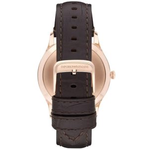 Emporio Armani Men’s Quartz Brown Leather Strap White Dial 41mm Watch AR1915