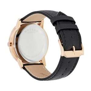 Movado Men’s Quartz Swiss Made Black Leather Strap Black Dial 40mm Watch 0607196