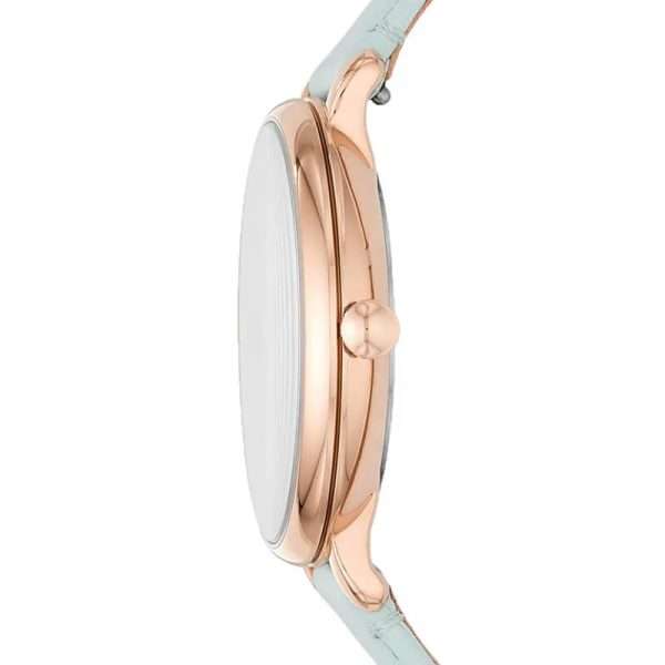 Fossil Women’s Quartz Sky Blue Leather Strap Sky Blue Mother OF Pearl Dial 36mm Watch ES4813