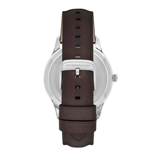 Emporio Armani Men’s Quartz Brown Leather Strap Blue Dial 41mm Watch AR1944