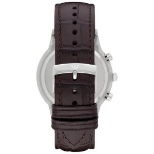 Emporio Armani Men’s Quartz Brown Leather Strap Black Dial 43mm Watch AR2482