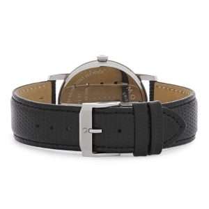 Movado Men’s Quartz Swiss Made Black Leather Strap Black Dial 38mm Watch 2100002