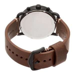 Fossil Men’s Quartz Brown Leather Strap Black Dial 42mm Watch FS5403