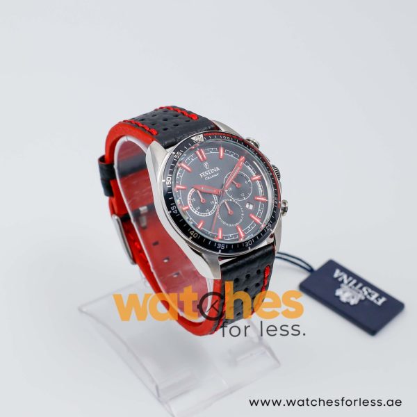 Festina Men’s Quartz Black Leather Strap Black Dial 44mm Watch F20377/5