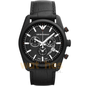 Emporio Armani Men’s Quartz Black Leather Strap Black Dial 43mm Watch AR6035