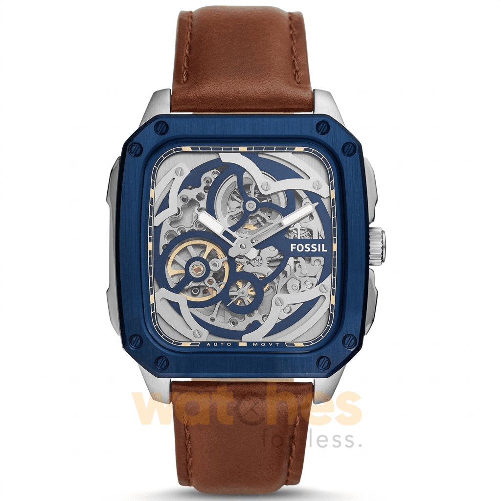 Fossil Men’s Automatic Brown Leather Strap Blue Dial 42mm Watch BQ2571 UAE DUBAI AJMAN SHARJAH ABU DHABI RAS AL KHAIMA UMM UL QUWAIN ALAIN FUJAIRAH