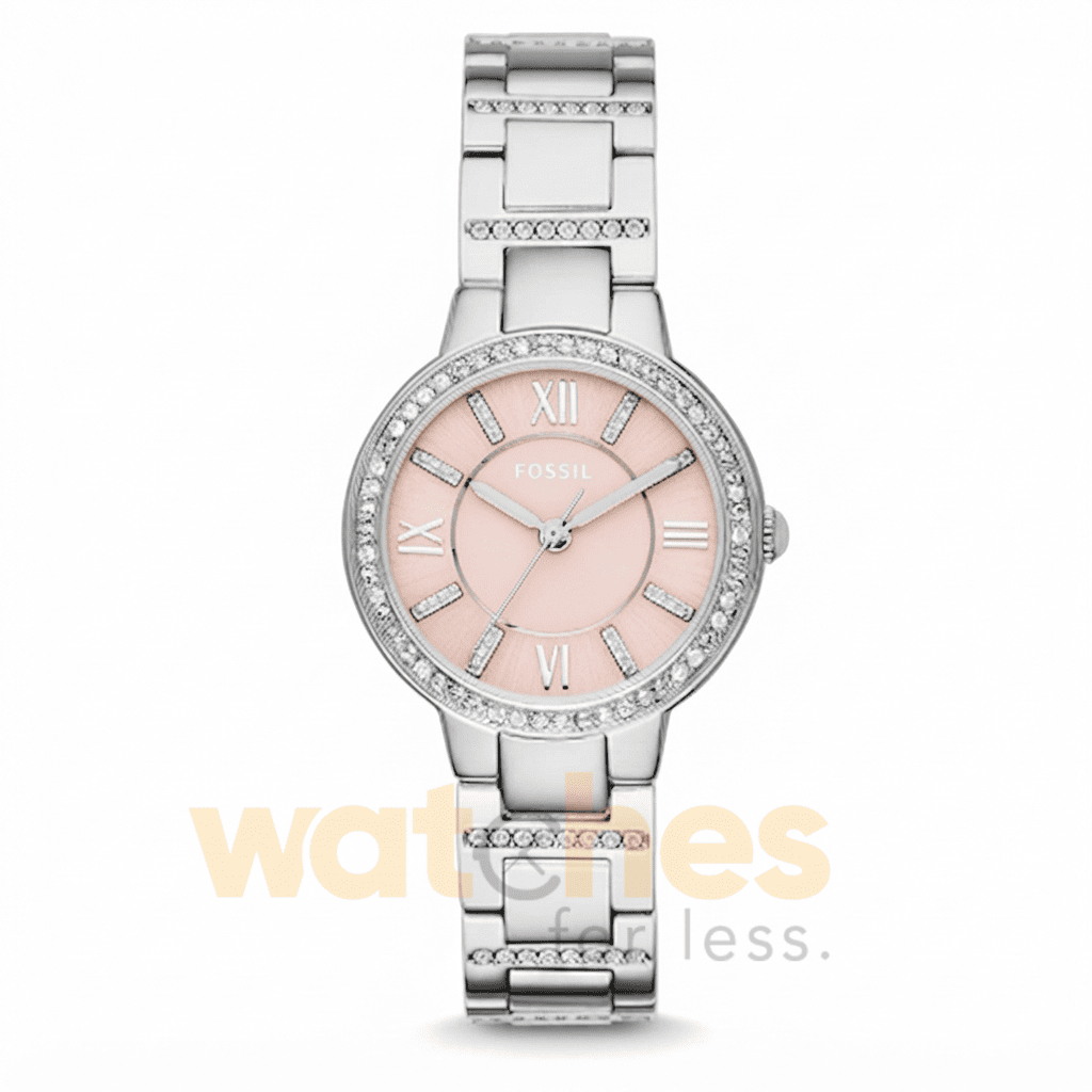 Fossil Women’s Quartz Silver Stainless Steel Pink Dial 30mm Watch ES3504 UAE DUBAI AJMAN SHARJAH ABU DHABI RAS AL KHAIMA UMM UL QUWAIN ALAIN FUJAIRAH