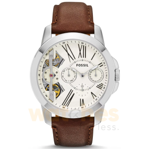 Fossil Men’s Mechanical Brown Leather Strap OffWhite Dial 44mm Watch ME1144 UAE DUBAI AJMAN SHARJAH ABU DHABI RAS AL KHAIMA UMM UL QUWAIN ALAIN FUJAIRAH