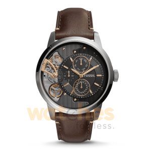 Fossil Men’s Mechanical Dark Brown Leather Strap Black Dial 44mm Watch ME1163 UAE DUBAI AJMAN SHARJAH ABU DHABI RAS AL KHAIMA UMM UL QUWAIN ALAIN FUJAIRAH