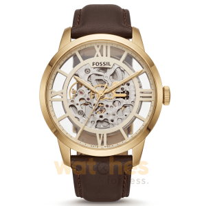 Fossil Men’s Automatic Brown Leather Strap Skeleton Dial 44mm Watch ME3043