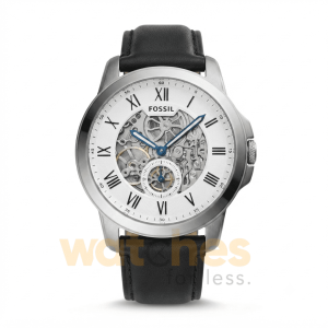 Fossil Men’s Automatic Black Leather Strap White Skeleton Dial 44mm Watch ME3053 UAE DUBAI AJMAN SHARJAH ABU DHABI RAS AL KHAIMA UMM UL QUWAIN ALAIN FUJAIRAH