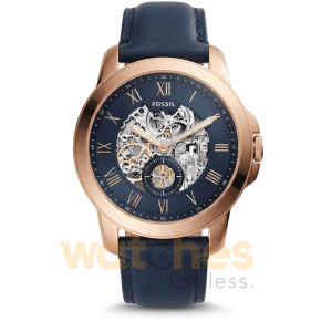 Fossil Men’s Automatic Blue Leather Strap Blue Skeleton Dial 44mm Watch ME3054 UAE DUBAI AJMAN SHARJAH ABU DHABI RAS AL KHAIMA UMM UL QUWAIN ALAIN FUJAIRAH