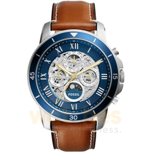 Fossil Men’s Automatic Brown Leather Strap Blue Dial 44mm Watch ME3140
