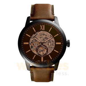 Fossil Men’s Automatic Brown Leather Strap Black Dial 48mm Watch ME3155