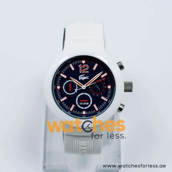 Lacoste Men’s Quartz White Silicone Strap Navy Blue Dial 44mm Watch 2010705