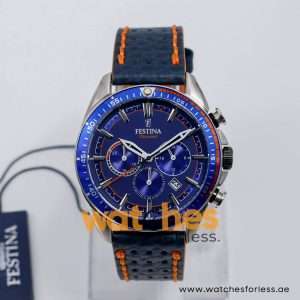 Festina Men’s Quartz Blue Leather Strap Blue Dial 44mm Watch F20377