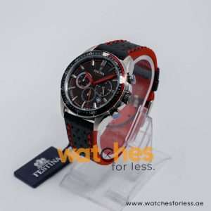 Festina Men’s Quartz Black Leather Strap Black Dial 44mm Watch F20377/2