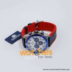 Festina Men’s Quartz Blue Leather Strap White Dial 44mm Watch F20377/1