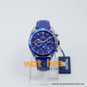 Festina Men’s Quartz Navy Blue Leather Strap Navy Blue Dial 44mm Watch F20377/4