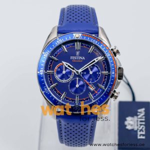 Festina Men’s Quartz Navy Blue Leather Strap Navy Blue Dial 44mm Watch F20377/4