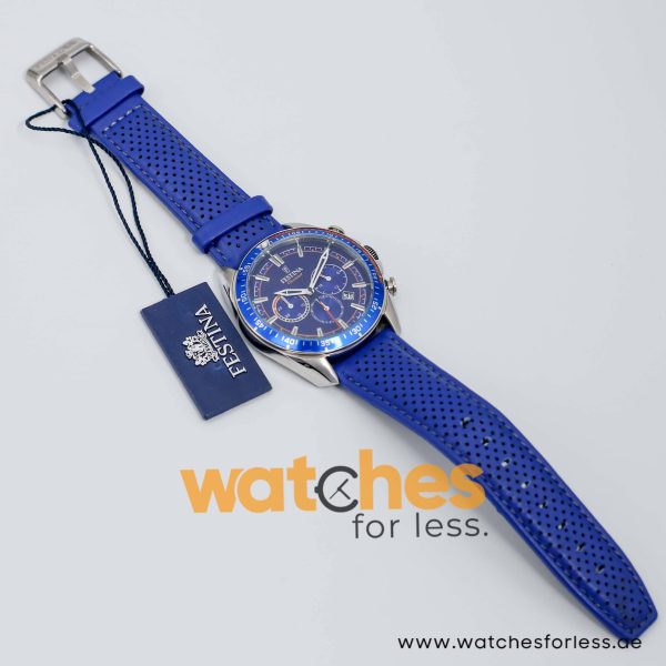 Festina Men’s Quartz Navy Blue Leather Strap Navy Blue Dial 44mm Watch F20377/4