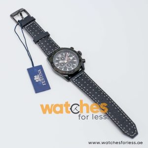 Festina Men’s Quartz Black Leather Strap Black Dial 44mm Watch F20443
