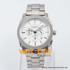 Fossil Men’s Quartz Silver Stainless Steel White Dial 45mm Watch FS4663