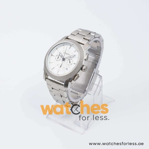 Fossil Men’s Quartz Silver Stainless Steel White Dial 45mm Watch FS4663