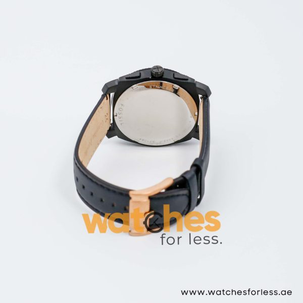 Fossil Men’s Quartz Black Leather Strap White Dial 45mm Watch FS4552/3