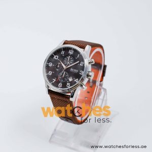 Hugo Boss Men’s Quartz Brown Nylon Strap Black Dial 44mm Watch 1512448/1
