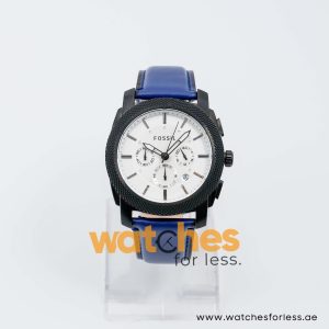 Fossil Men’s Quartz Blue Leather Strap White Dial 45mm Watch FS4552/1