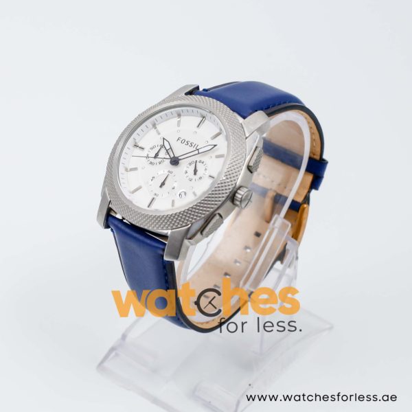 Fossil Men’s Quartz Blue Leather Strap White Dial 45mm Watch FS4663/1