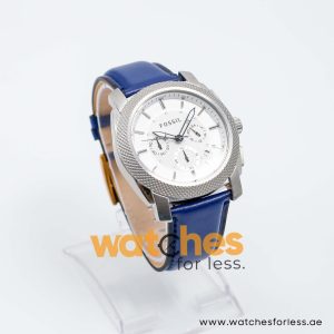 Fossil Men’s Quartz Blue Leather Strap White Dial 45mm Watch FS4663/1