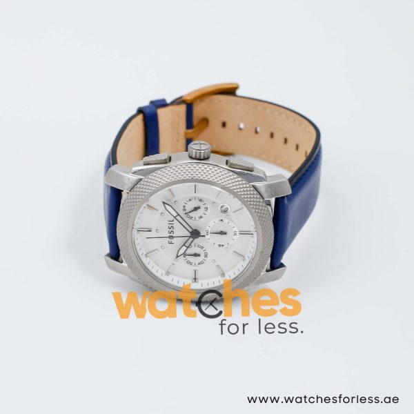 Fossil Men’s Quartz Blue Leather Strap White Dial 45mm Watch FS4663/1