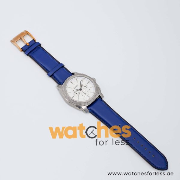 Fossil Men’s Quartz Blue Leather Strap White Dial 45mm Watch FS4663/1