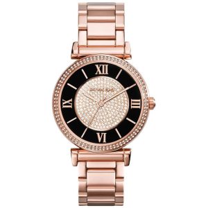 Michael Kors Women’s Quartz Rose Gold Stainless Steel Crystal Pave Dial 38mm Watch MK3339