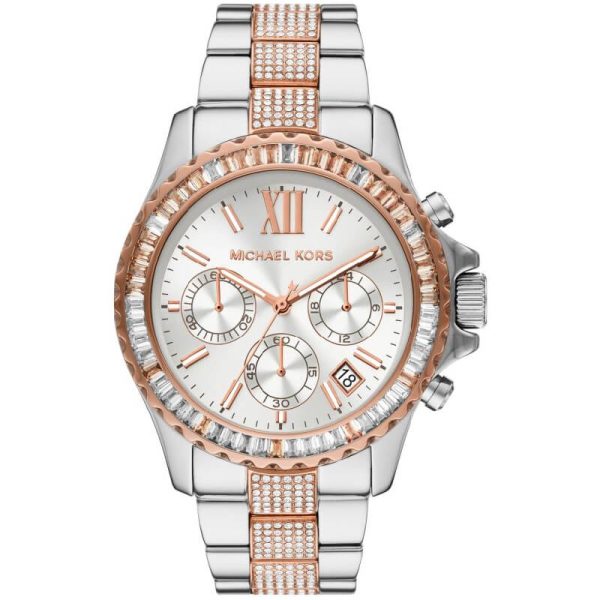 Michael Kors Women’s Quartz Two Tone Stainless Steel White Dial 42mm Watch MK6975