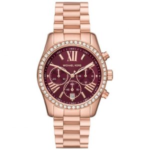 Michael Kors Women’s Quartz Rose Gold Stainless Steel Red Dial 38mm Watch MK7275
