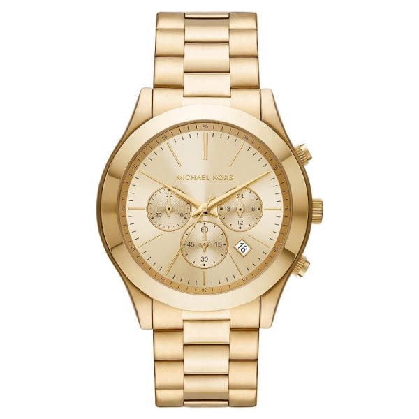 Michael Kors Men’s Quartz Gold Stainless Steel Gold Dial 44mm Watch MK8909