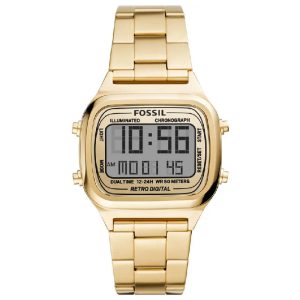 Fossil Men’s Digital Gold Stainless Steel Positive Display Dial 40mm Watch FS5843