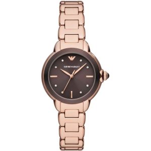 Emporio Armani Women’s Quartz Rose Gold Stainless Steel Brown Dial 32mm Watch AR11570