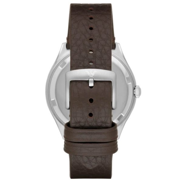 Emporio Armani Men’s Quartz Brown Leather Strap White Dial 43mm Watch AR1999